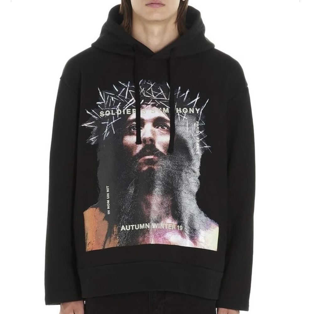 NWT Ih Nom Uh Nit Paris M Jesus Lord God Soldiers Symphony Graphic Print Hoodie